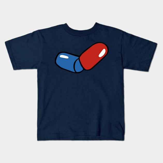 PILL BLUERED Kids T-Shirt by CharlieCreator